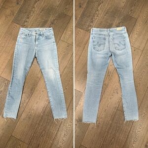 AG  | The Farrah High Waist Raw Hem Ankle Skinny Jeans | Size 27